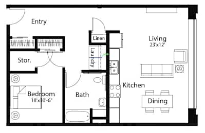 A8 1Bed 1Bath-B at Spaulding Lofts Apartments, IA, 50112