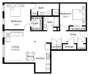 C3 2Bed 2Bath at Spaulding Lofts Apartments, Iowa, 50112