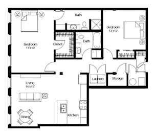 C4 2Bed 2Bath at Spaulding Lofts Apartments, Grinnell, IA, 50112