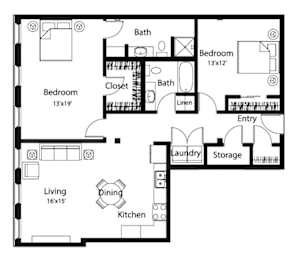 C5 2Bed 2Bath at Spaulding Lofts Apartments, Grinnell, IA
