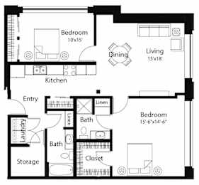 C8 2Bed 2Bath-A at Spaulding Lofts Apartments, Grinnell, IA, 50112