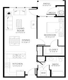 A black and white image of a floor plan for a house.