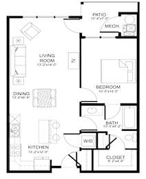 A black and white image of a floor plan for a house.