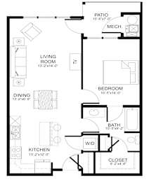 A black and white image of a floor plan for a house.