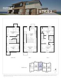 A house plan for a 2-story house with 3 bedrooms and 2 bathrooms.