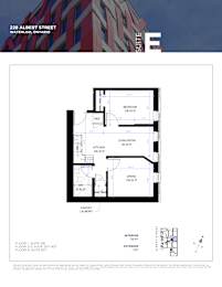 Floor plan for a condo at 228 Albert Street in Waterloo, Ontario.