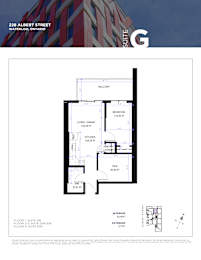 A floor plan for a suite at 228 Albert Street in Waterloo, Ontario.