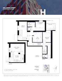 A detailed architectural floor plan for a condo suite at 22B Albert Street, Waterloo, Ontario.