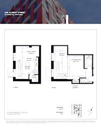 Floor plan for a condo at 228 Albert Street in Waterloo, Ontario.