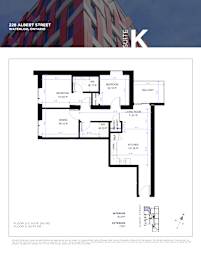 Floor plan for a condo at 228 Albert Street in Waterloo, Ontario.