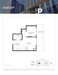A floor plan for a suite at 239 Albert Street in Waterloo, Ontario.