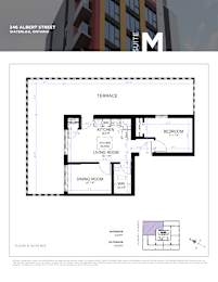 A floor plan for a suite at 246 Albert Street in Waterloo, Ontario.