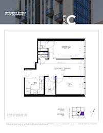 A floor plan for a condo at 250 Lester Street in Waterloo, Ontario.