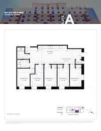 A floor plan for a suite in a building located at 203 Lester Street, Waterloo, Ontario.