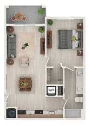 a floor plan of a house with a bedroom and a living room