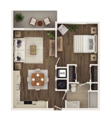 a 1 bedroom floorplan with a 1121 sqft split bedroom