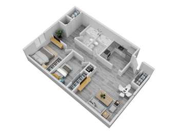 a floor plan of a house with a bedroom and a living room