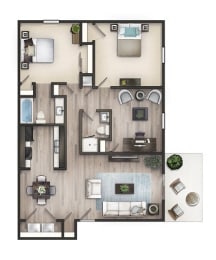a floor plan of a house with a bedroom and a living room