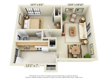 a floor plan is shown in this rendering