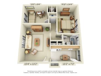 a floor plan is shown in this rendering