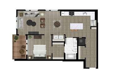 a floor plan of a home with a bedroom and a living room