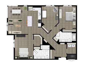 the layout of a floor plan with a bedroom and a bathroom