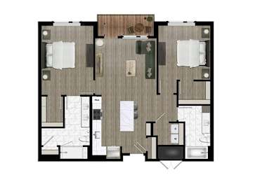  Floor Plan Two Bedroom (2H)