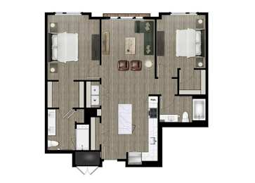 a floor plan of a house with a bedroom and a living room