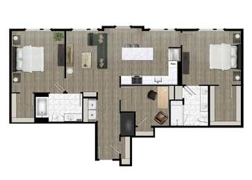  Floor Plan Two Bedroom + Den (2 DEN A)