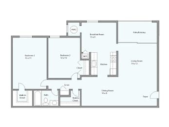 a floor plan of a bedroom floor plan with a blue