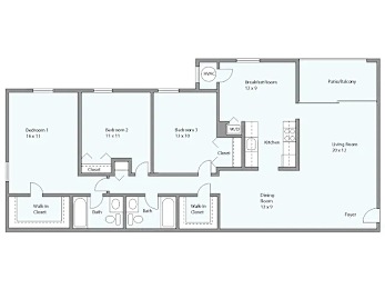a floor plan of a bedroom floor plan with a blue