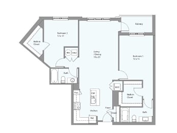 a floor plan of a house with a blue