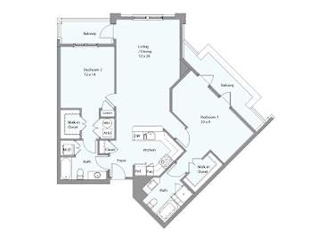 a floor plan of a house with bedrooms and a living room