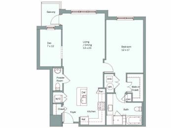 a floor plan of a house with a blue