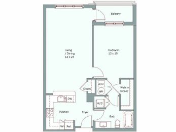 a floor plan of a unit with a bedroom and a bathroom
