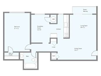 a floor plan of a house with a blue