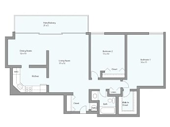 a floor plan of a 1 bedroom floor plan with a bathroom and a living room