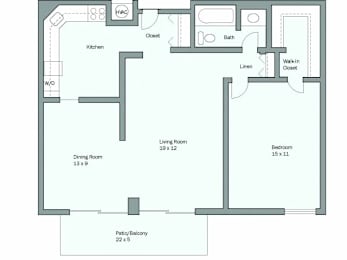 a floor plan of a house with a bedroom and a living room