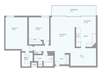 a floor plan of a 2103 sq ft apartment