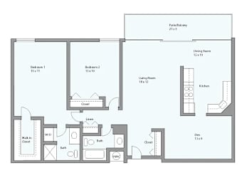 a floor plan of a 1 bedroom apartment