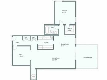 a floor plan of a home with a bedroom and a living room