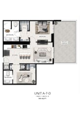 A floor plan of a one bedroom apartment.
