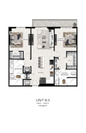 A floor plan of a 2-bedroom, 2-bathroom apartment.