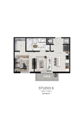 the residences studio 6 floor plan  studio 6  670 sq ft