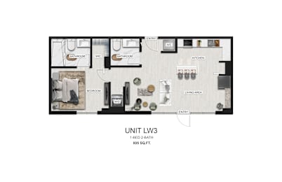 3 bedroom floor plan  apartments in the galleria  unit mgb
