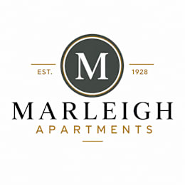 Marleigh Apartments logo with a black background.