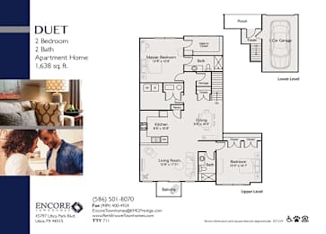 Duet_2bed 2Bath at Encore Townhomes, Utica, MI, Michigan