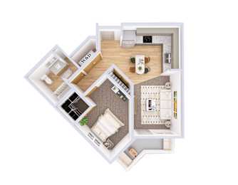 Adams Floorplan One-bedroom corner apartment floor plan at Kendrick Landing Apartments