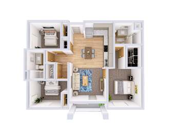 St. Helens Floorplan Three-bedroom corner apartment floor plan at Kendrick Landing Apartments