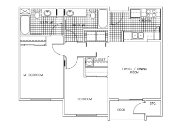  Floor Plan 2 Bedroom, 2 Bath